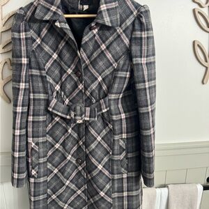 Plaid Women's Coat with Belt Bia size 10